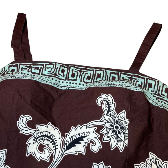 Madison Leigh Sundress Womens 8 Brown Paisley FLoral Midi Casual Boho Cottage - Picture 4 of 16